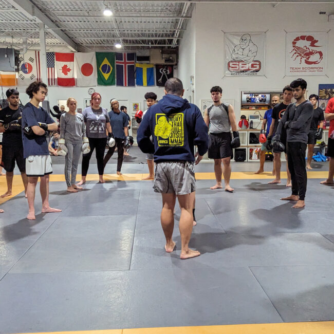 SBG Scarborough Muay Thai class group photo — striking program at 489 Brimley Rd, Scarborough